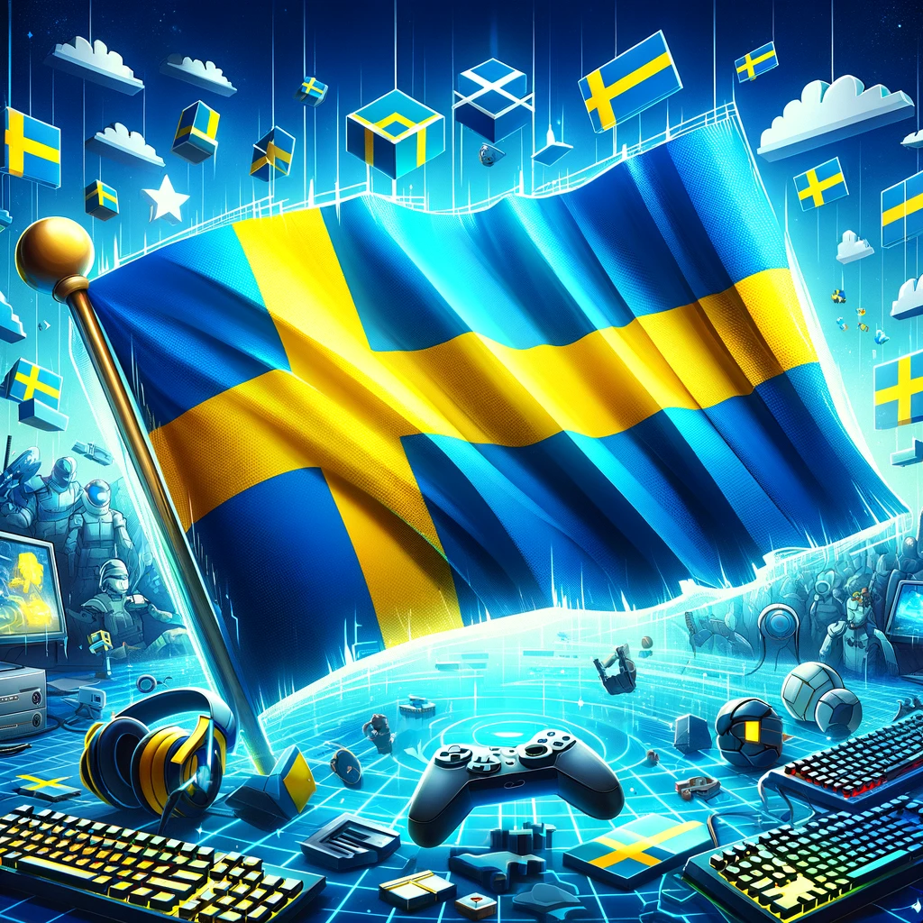 svensk flagga med spel vibe